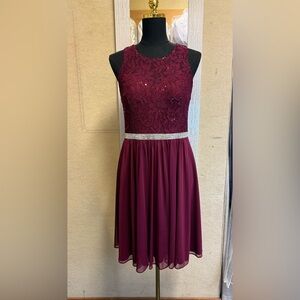 Elegant Burgundy Lace Gown
